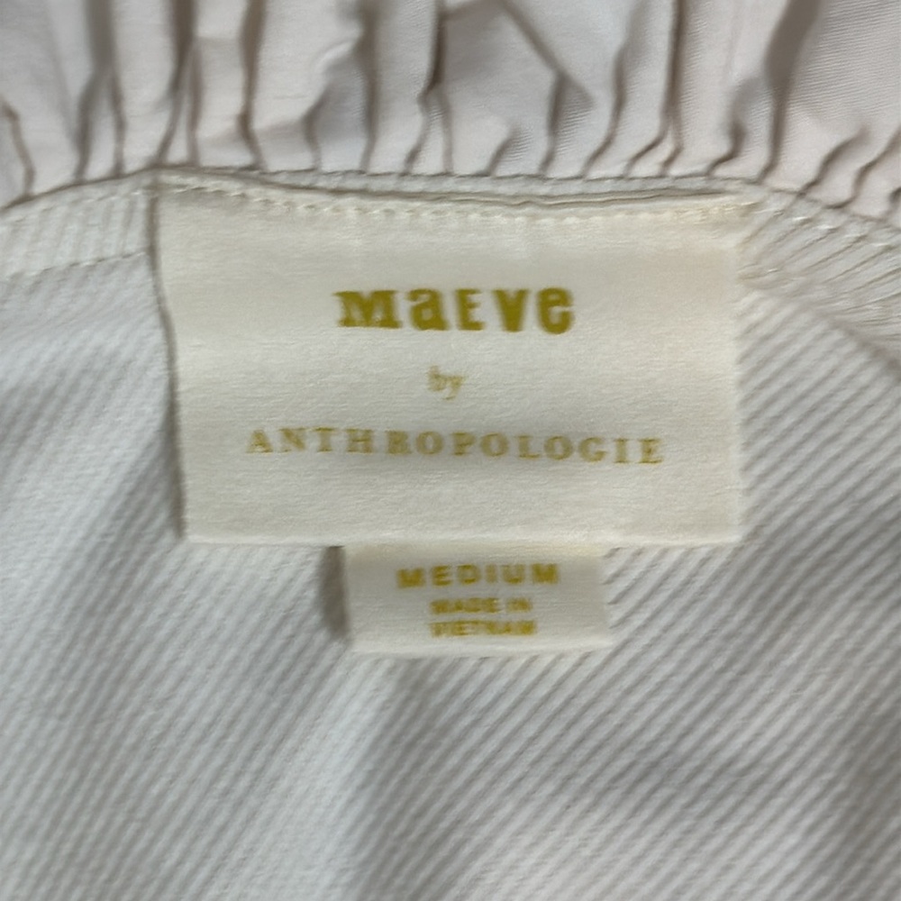 ANTHROPOLOGIE MAEVE TINA RUFFLED TANK CREAM V NECK RUFFLED TRIM BLOUSE MEDIUM - Picture 9 of 11